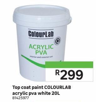 Leroy Merlin Top coat paint colourlab acrylic pva white 20l offer