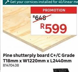 Pine shutterply board c+/c grade t18mm x w1220mm x l2440mm