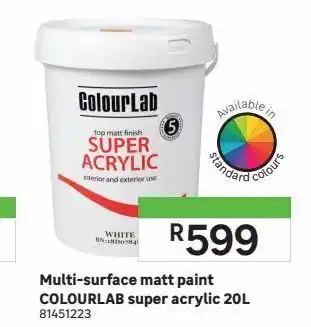 Leroy Merlin Multi-surface matt paint colourlab super acrylic 20l offer