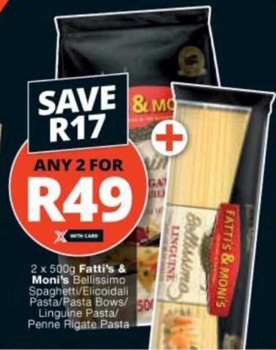 2x500g Fatti's & Moni's Bellissimo Spaghetti/Elicoidali Pasta/Pasta