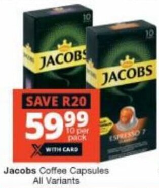 Checkers Jacobs Coffee Capsules all variants offer