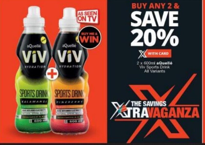 2x600ml aQuelle Viv Sports Drink offer at Checkers