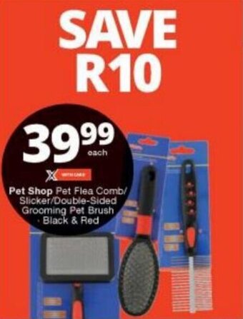 Checkers Pet Shop Pet Flea Comb/Slicer/Double-Sided Grooming Pet Brush Black & Red offer