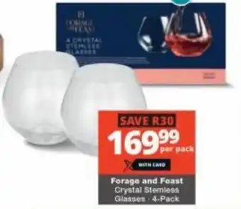 Checkers Forage and Feast Crystal Stemless Glasses offer