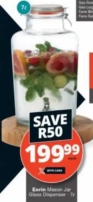Checkers Eerin Mason Jar Glass Dispenser 7 ℓ offer