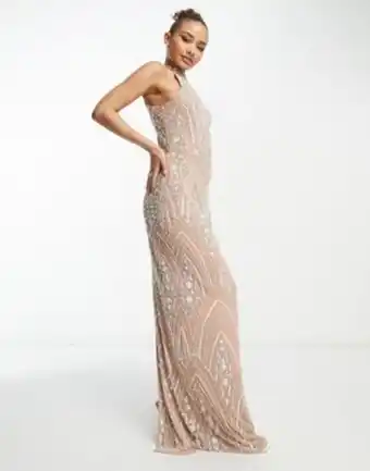 Asos Beauut bridesmaid allover embellished maxi dress in taupe offer