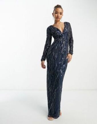 Asos Beauut bridesmaid allover embellished maxi dress in navy offer