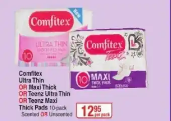Dis-Chem Comflex Ultra Thin or Maxi Thick or Teenz Ultra Thin or Teenz Maxi Thick Pads offer