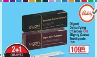 Olgani Detoxifying Charcoal or Mighty Cocoa Toothpaste 75ml