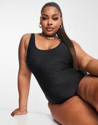 Brave soul plus scoop neck swimsuit in black