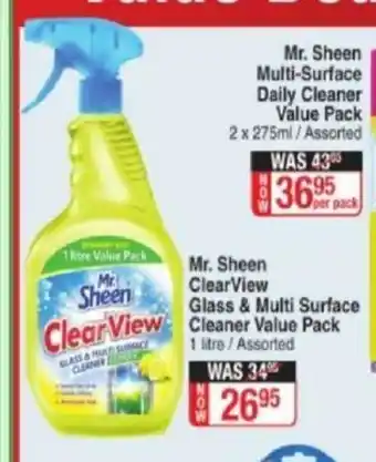 Dis-Chem Mr. Sheen ClearView Glass & Multi Surface Cleaner Value Pack 1 Litre offer