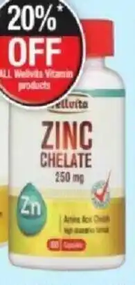Dis-Chem Wellvita Zinc Chelate 250mg 60 capsules offer
