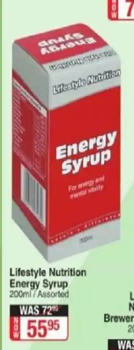 Dis-Chem Lifestyle Nutrition Energy Syrup 200ml offer