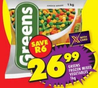 Shoprite Greens Frozen Mixed Vegetables 1kg offer