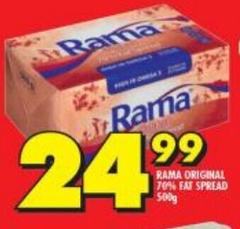 Shoprite Rama Original 70% Fat Spread 500g offer