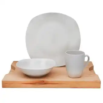 Always home 12 pce square dinner set classic white