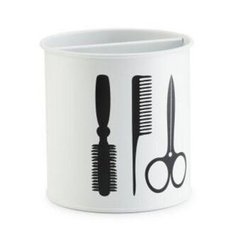 Hair accessory canister, metal, white