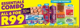 Shoprite Large Eggs 18 per pack+Parmalat Smooth Yoghurt 6x100g per pack+Al' Amien 1kg/Champion French Polony 750g each + Sasko More offer