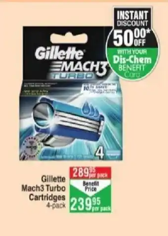 Dis-Chem Gillette Mach3 Turbo Cartridges 4-Pack offer