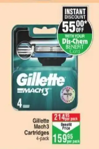 Dis-Chem Gillette Mach3 Cartridges 4-Pack offer