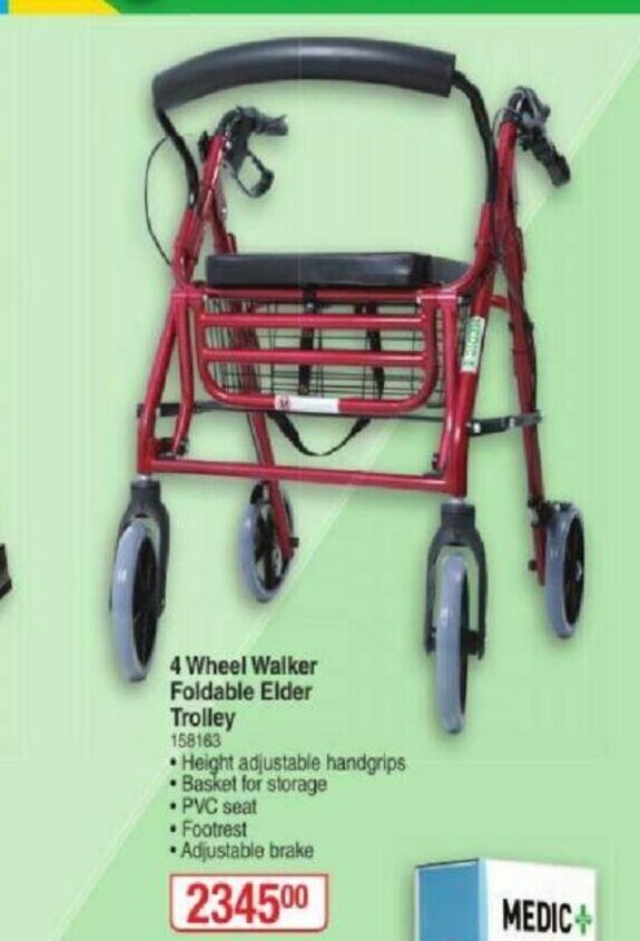 4 Wheel Walker Foldable Elder Trolley offer at DisChem