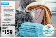 Sharon Blue/ Grey/ Coffee 2 Ply 3.5kg Embossed Sherpa Blanket-For 1