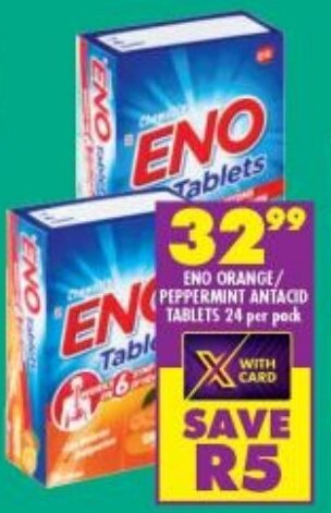 Shoprite Eno Orange/Peppermint Antacid Tablets 24 per pack offer