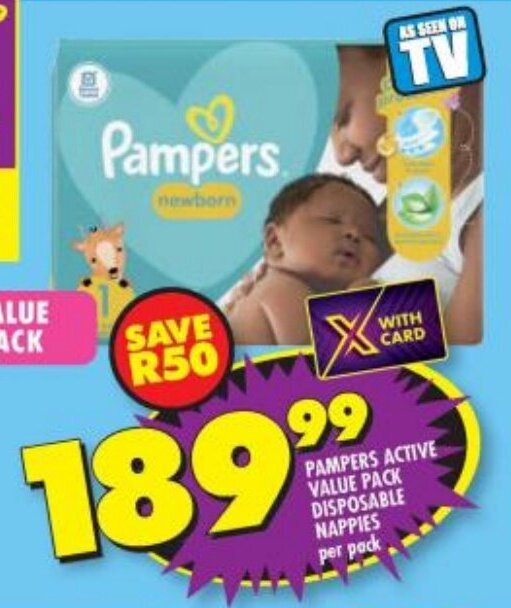 Pampers Active Value Pack Disposable Nappies offer at Shoprite