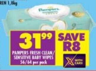 Shoprite Pampers Fresh Clean/Sensitive Baby Wipes offer