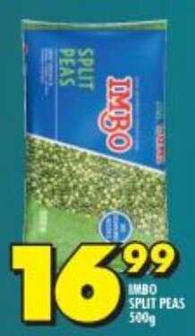 Shoprite Imbo Split Peas 500g offer
