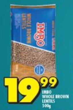 Imbo Whole Brown Lentils 500g