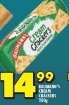 Shoprite Baumann's Cream Crackers 200g offer