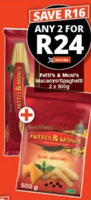 Checkers Fatti's & Moni's Macaroni/Spaghetti 2x500g offer