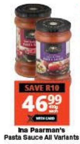 Checkers Ina Paarman's Pasta Sauce all variants offer