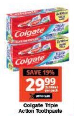 Checkers Colgate Triple Action Toothpaste offer