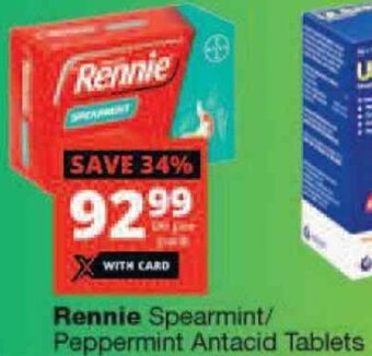 Checkers Rennie Spearmint/Peppermint Antacid Tablets offer