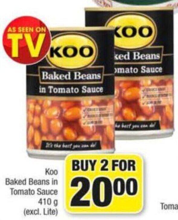 Koo Baked Beans in Tomato Sauce 410 g offer at Spar