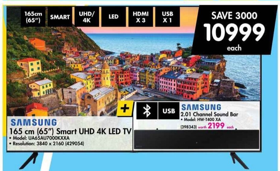 Samsung 165cm (65") Smart UHD 4K LED TV offer at Makro