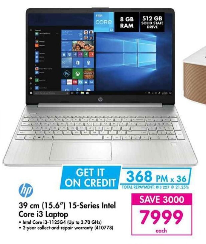 HP 39 cm (15.6") 15Series Intel Core i3 Laptop offer at Makro