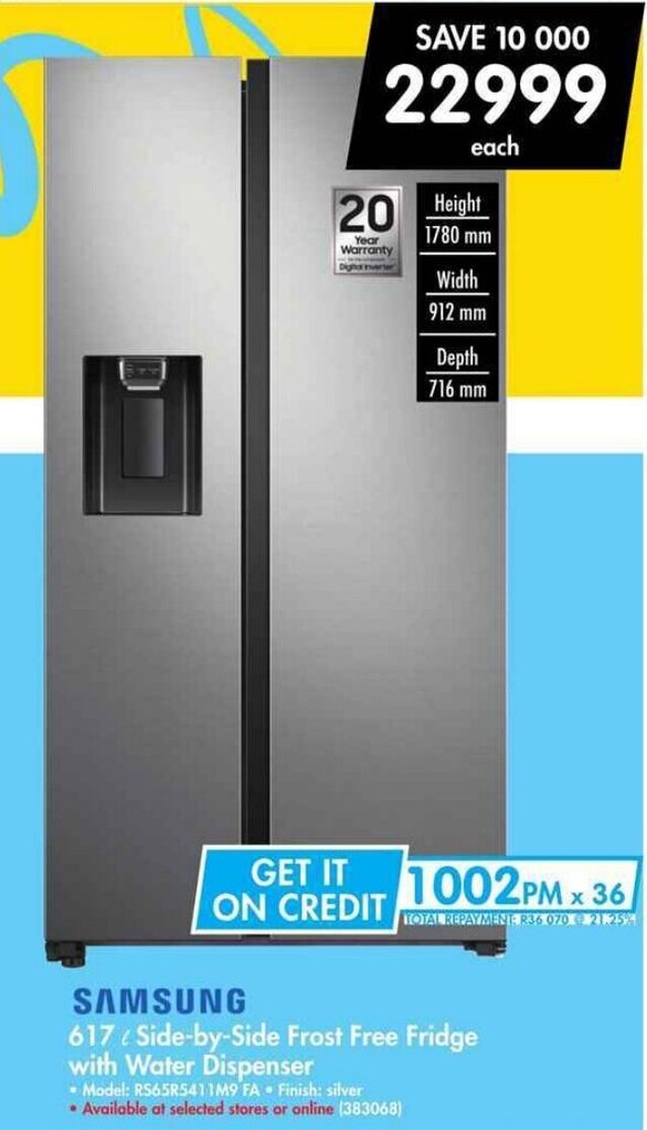 Samsung 617 ℓ SidebySide Frost Free Fridge with Water Dispenser offer