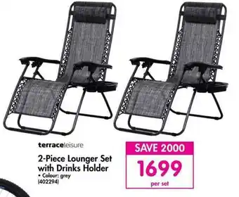 Makro Terraceleisure 2-Piece Lounger Set with Drinks Holder offer