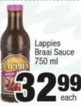 Spar Lappies Braai Sauce 750 ml offer