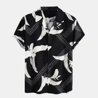 Zando Fashion clothing hawaii casual printed men's button down beach shirt offer