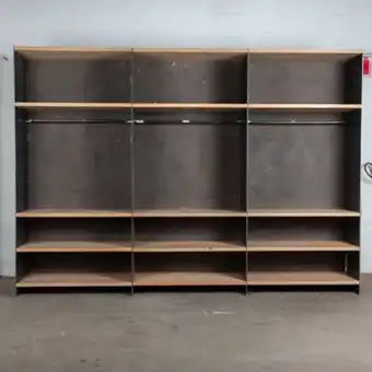 Steel unit with wooden natural shelves