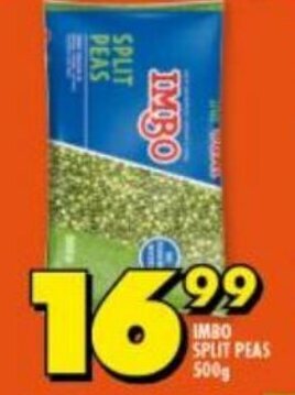Shoprite Imbo Split Peas 500g offer