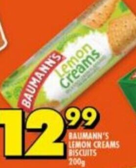 Shoprite Baumann's Lemon Creams Biscuits 200g offer