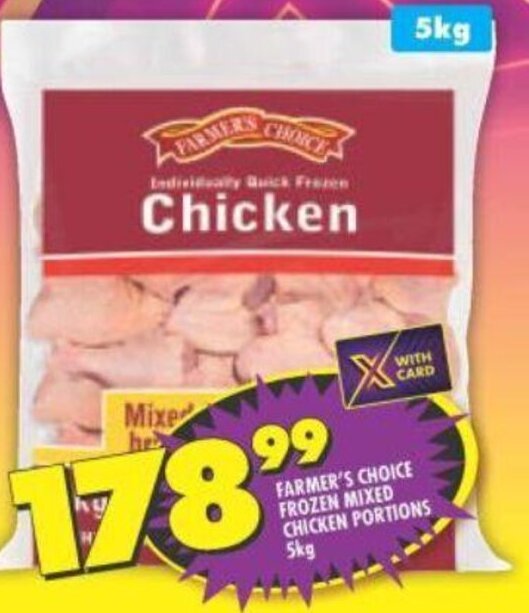 Farmer's Choice Frozen Mixed Chicken Portions 5kg offer at Shoprite