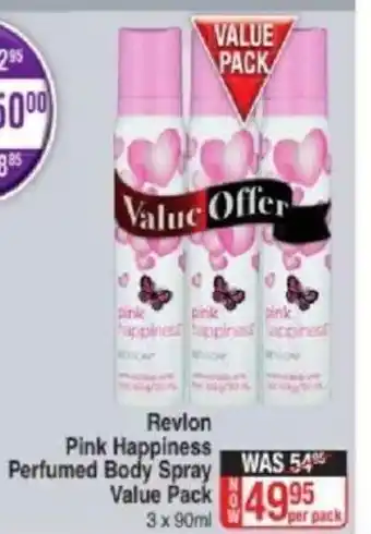 Dis-Chem Revlon Pink Happiness Perfumed Body Spray Value Pack 3 x 90ml offer