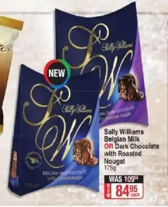 Dis-Chem Sally Williams Belgian Milk or Dark Chocolate with Roasted Nougat 175g offer