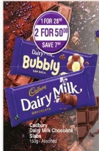 Dis-Chem Cadbury Dairy Milk Chocolate Slabs 150g offer